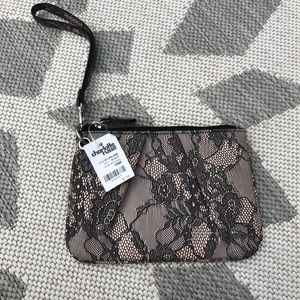 Charlotte Russe pink w/ floral lace clutch